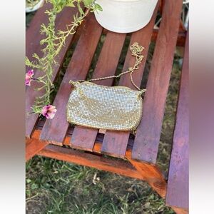 Vintage Gold Metal Mesh Evening Bag With Gold Metal Strap 60s,70’s,Retro, Classy
